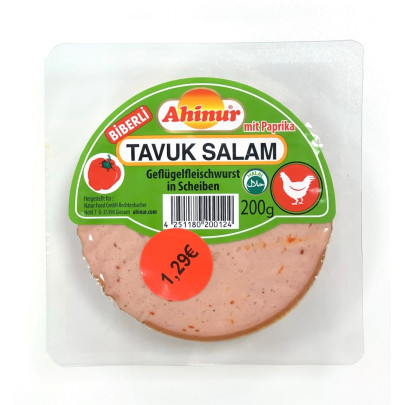 AHINUR SALAMI DE POULET PIQUANT TRANCHES 12X200GR