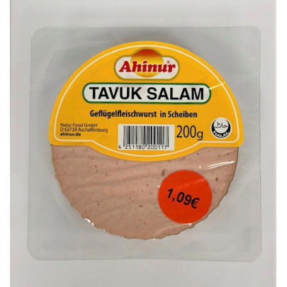 AHINUR SALAMI DE POULET TRANCHES 12X200GR
