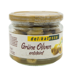 Olives vertes dénoyautées / Pot de 12 x 160g / hastat.be